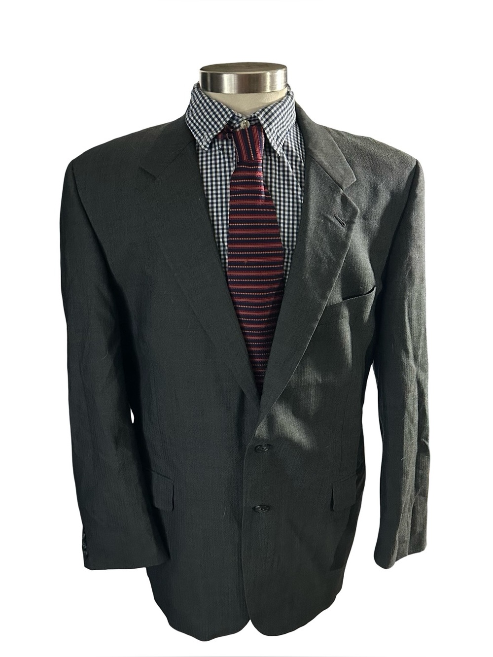Joseph Abboud Gray Herringbone 2 Button Suit Jacket Sz 44R 100% Wool Sports Coat